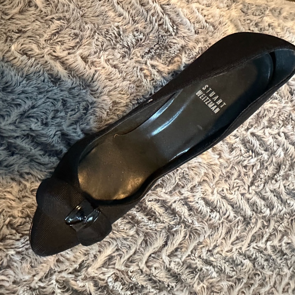 Stuart Weitzman Black Flats with Buckle Detail